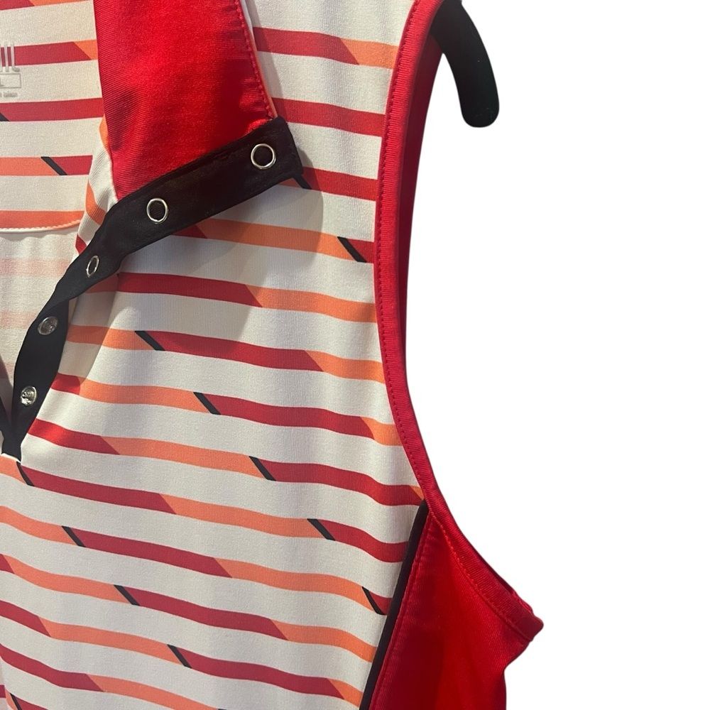 Tail White Red Striped Sleeveless 1/4 Snap Golf Polo Tank Top Size Large - Picture 4 of 7